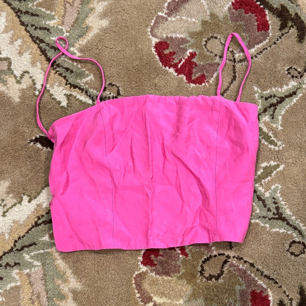 Zara pink top with lace up back